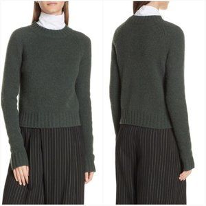 Vince Hunter Green Shrunken Cashmere Sweater, Medium
